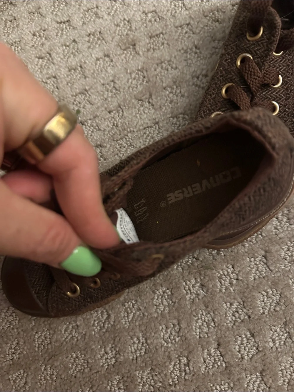 Converse Kids Brown tweed Sneakers with Gold Eyelets